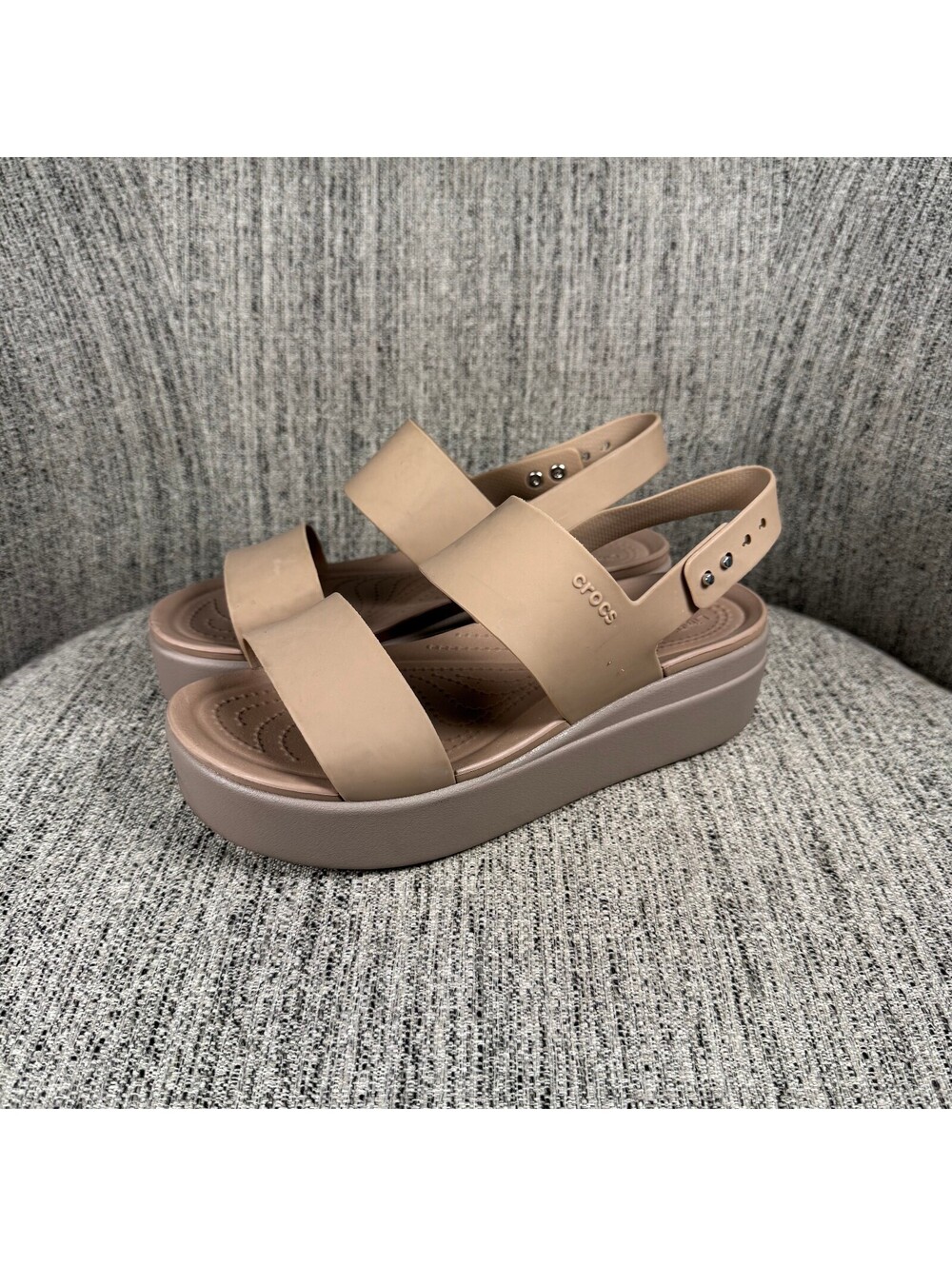 Crocs Brooklyn Low Wedge Women's Beige Platform Slingback Sandals Size 8